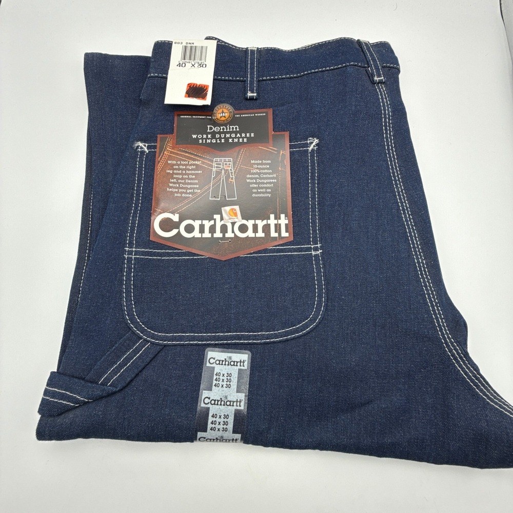 Carhartt B03 DNM Denim Work Dungaree Single Knee Jeans Mens 40 x 30 New